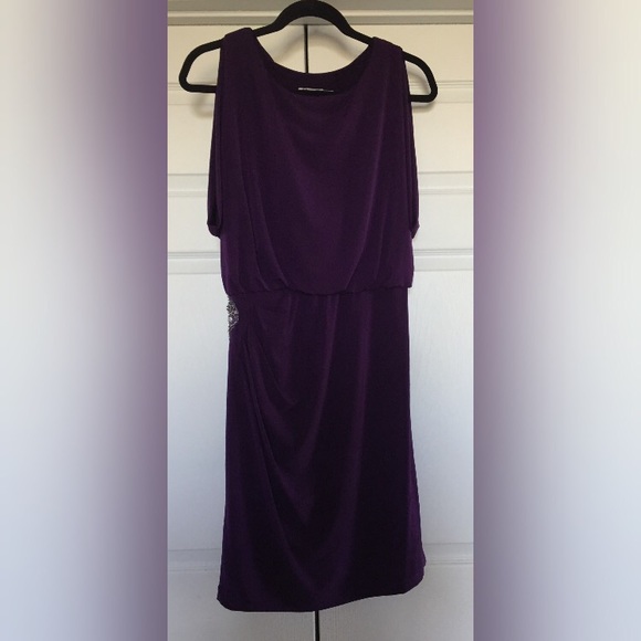 Eliza J Purple Jeweled Blouson Dress Size 8 - Picture 1 of 3